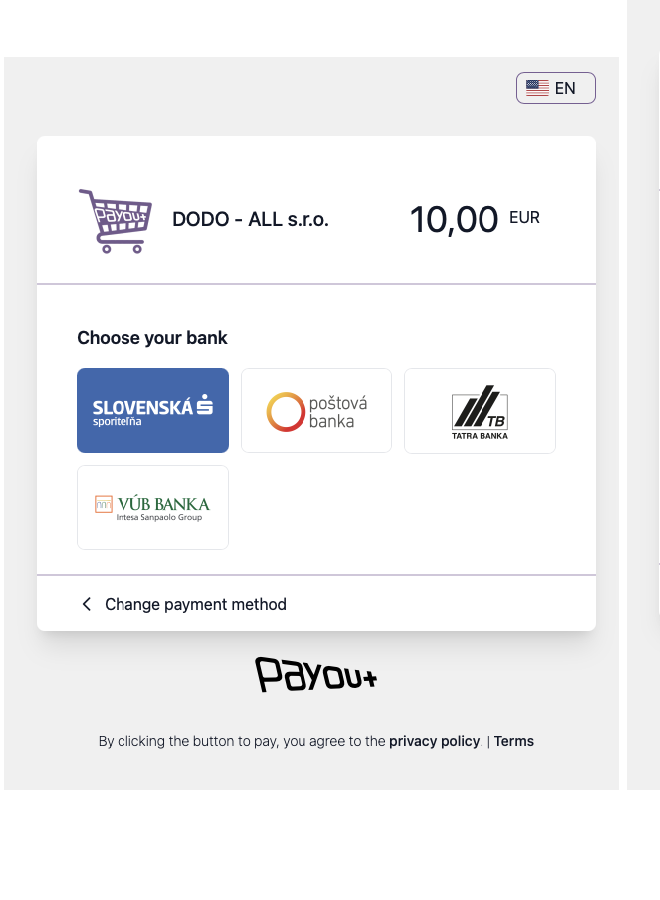 Checkout bank button list